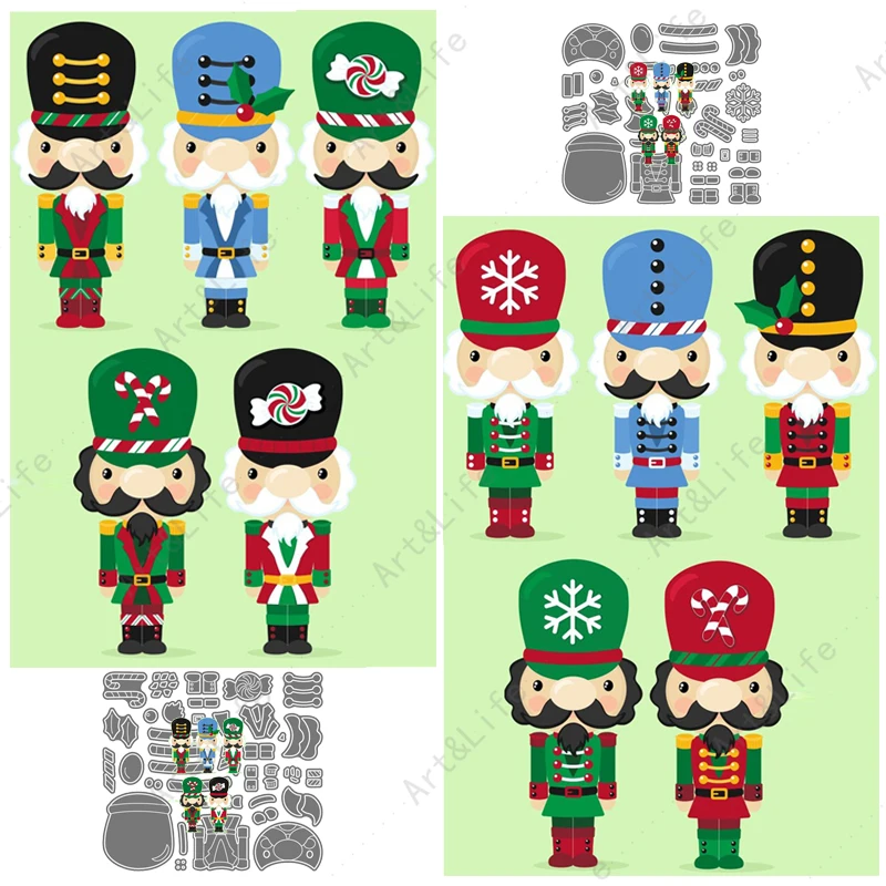 5-in 1 New Metal Cutting Dies The Nutcracker Christmas Soldiers Stencils for Scrapbooking Album Birthday Cards Embossing Die Cut