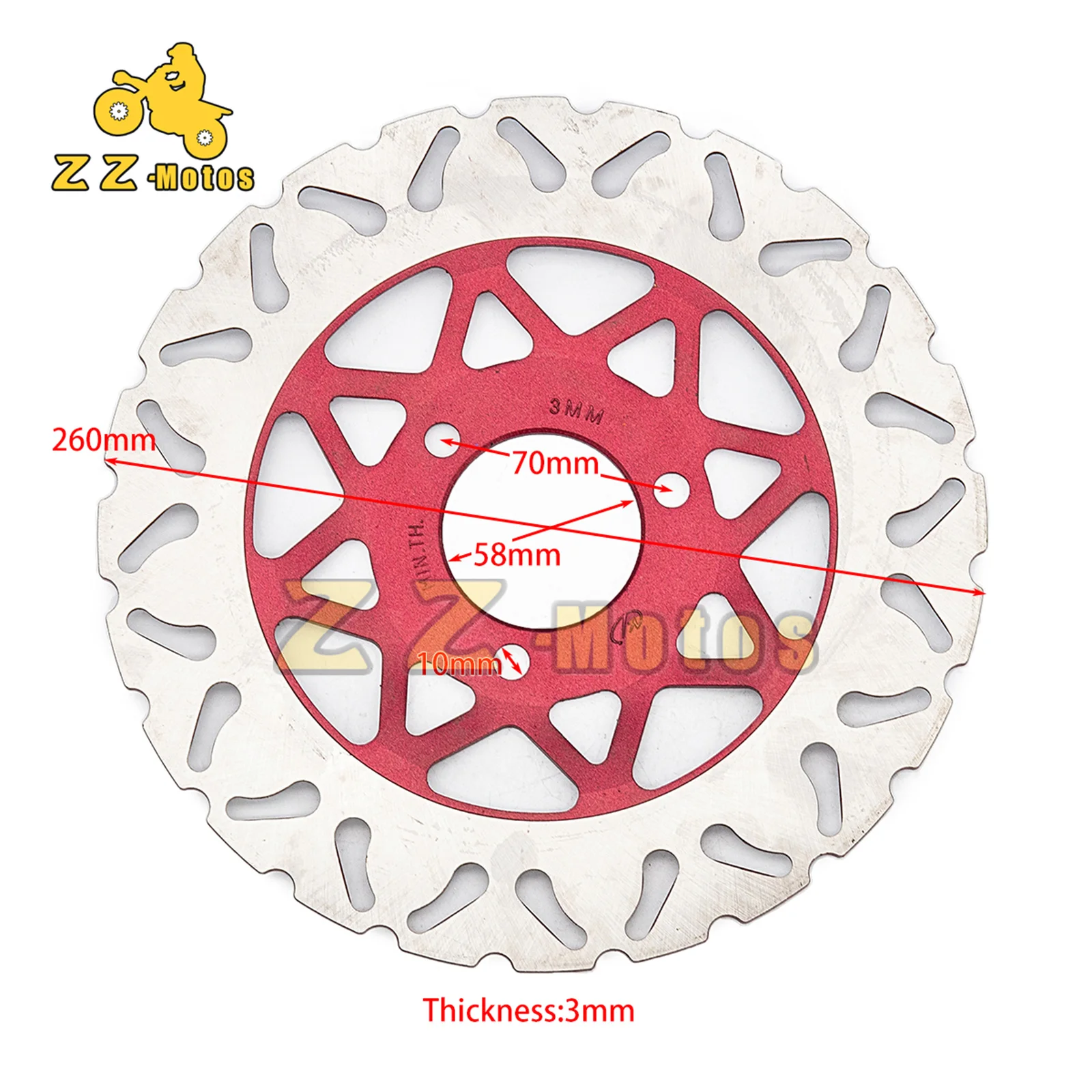 

Electric Bike Refit Brake Disc Disk Rotor Outer diameter 260mm Inner diameter 58MM 3 Holes Hole distance 70MM