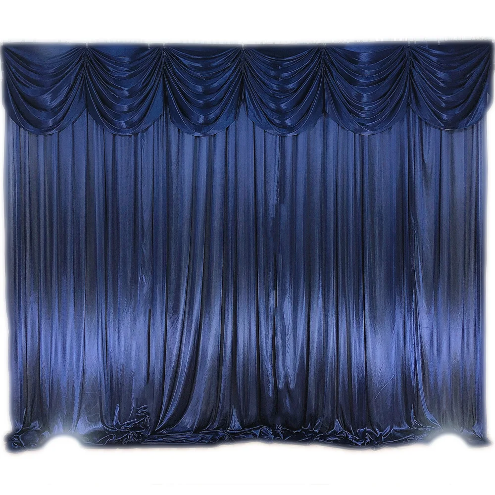 3X3M 10X10FT 3X6M 10X20FT Ice Silk Fabric Backdrop Drapes Stage Curtains With Swags For Wedding Event Party Banquet Decoration