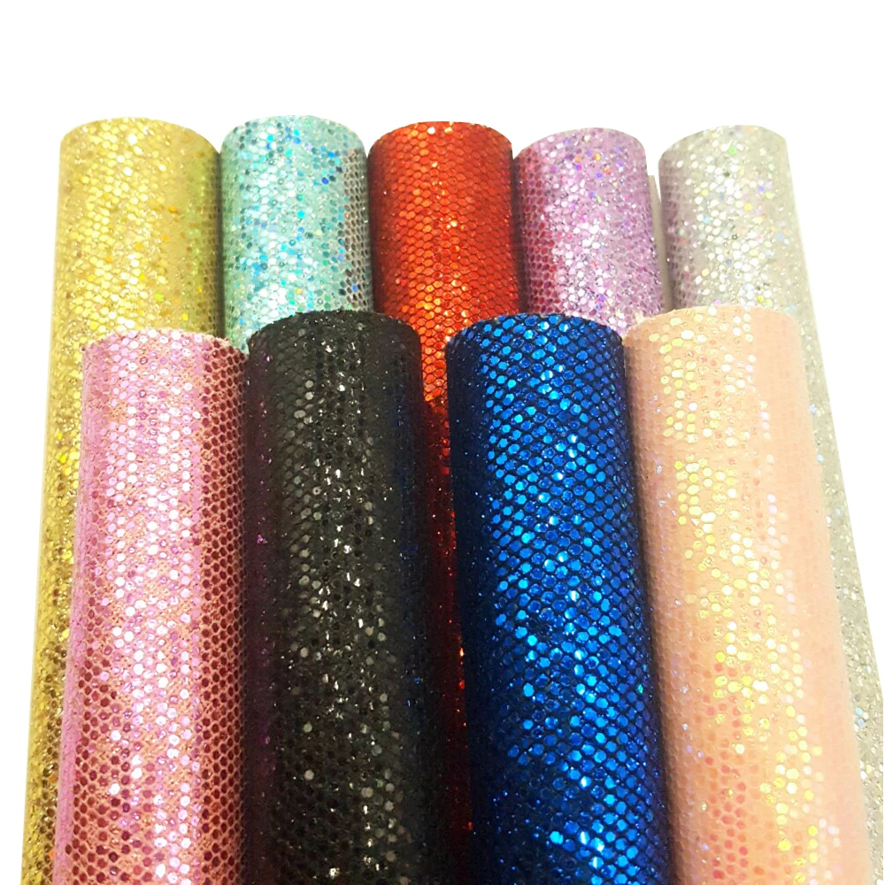 2 Formati Tessuto Glitter Lenzuola Lucido Paillettes in Pelle Sintetica Dei Capelli Arco Accessori Materiali Fai da Te Scarpe Borsa in Tessuto di