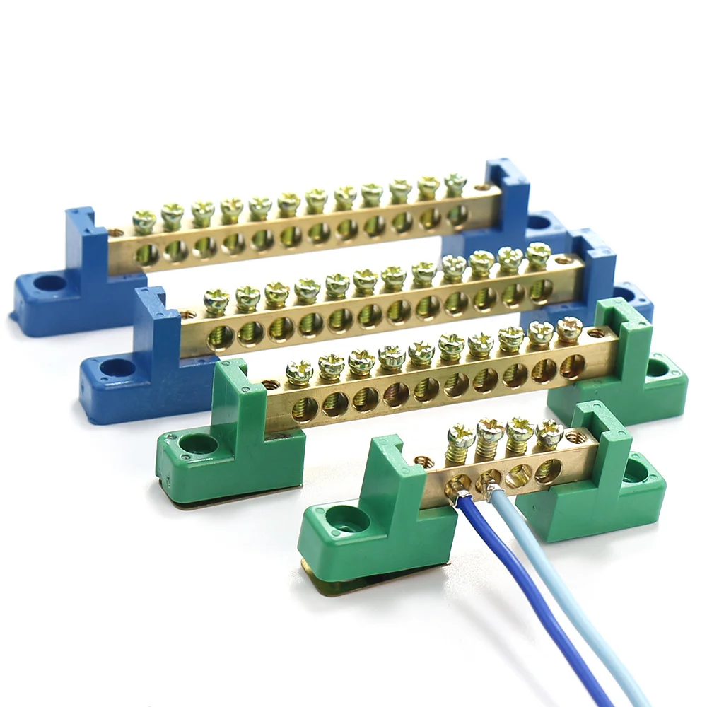 

Copper screw terminal block bar wiring row zero ground brass strip protection flame retardant distribution box connection