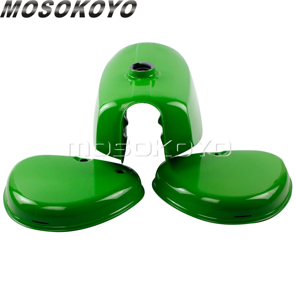 1 Set Motorcycle Light Green Oil Fuel Tank w/  Right + Left Side Cover Guards for Simson S50 S51 S70  (190830, 200655)