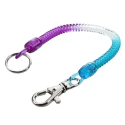 Lobster Hook Purple Blue Spring Stretchy Coil Keyring Keychain Strap Rope Cord