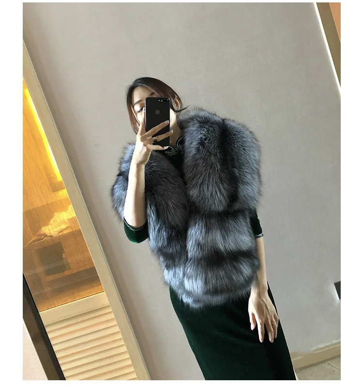 MS.MinShu-Luxury Fox Fur Scarf, Big Skin Scarf, Natural Fox Fur