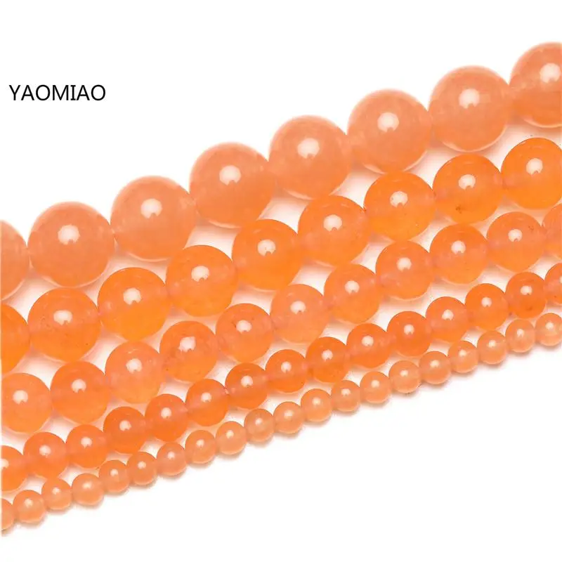 Colorful orange Chalcedony Jade 4/6/8/10/12/14mm Pick Size GEM Stone Beads Accessories For Fine Jewelry Making