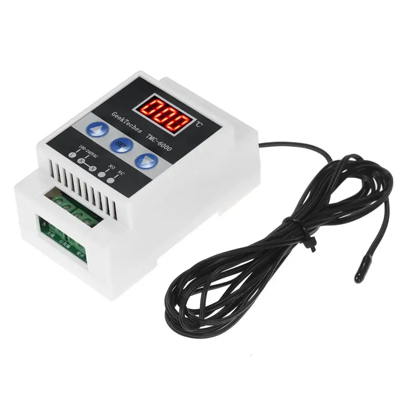 TMC-6000 110-240V Guide Rail Thermoregulator Digital Temperature Controller Thermostat Refrigeration Heating Temperature Control