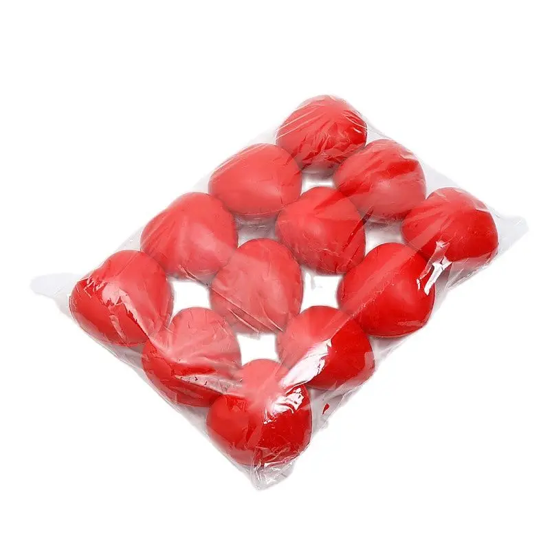 12pcs Soft PU Foam Exercise Grip Ball Hand Finger Training Red Heart Squeeze Balls Anti Stress Games Toys for Kids Children 7cm