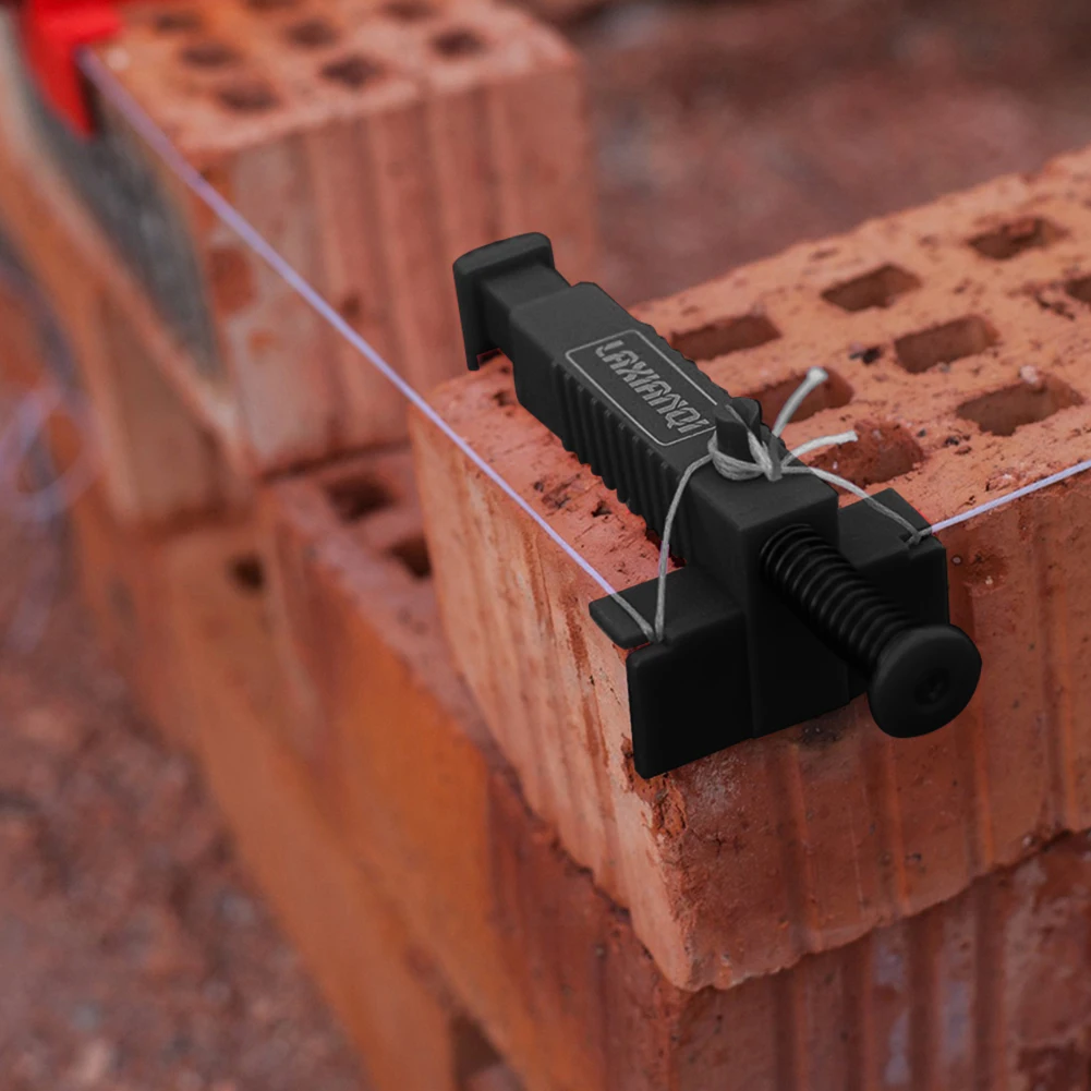 2Pcs Brick Liner Durable Anti-Skid Brick Line Runner Line Clip Wire Drawer Bricklaying Tools For Building Construction Black/Red