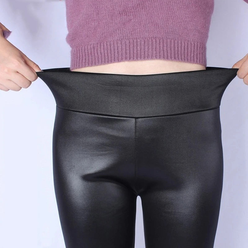 Faux Leather PU Pants Plus Size XL-5XL High Waist Pencil Pant Women Trousers Casual Sexy Skinny Elastic Stretch Pencil Pants