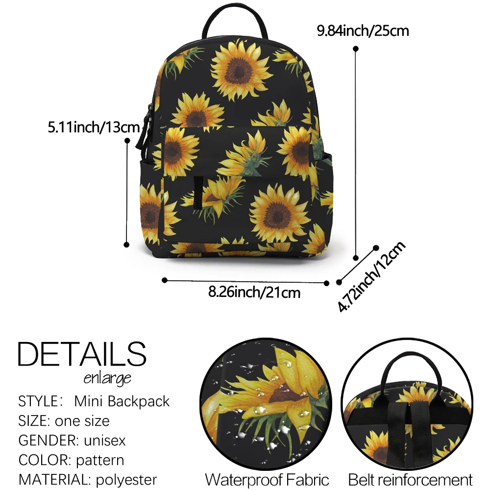 Deanfun Mini Backpacks For Girls 3D Printing Yellow Daisy Small Backpack For Women Cute Kids Backpack School Bags MNSB-29