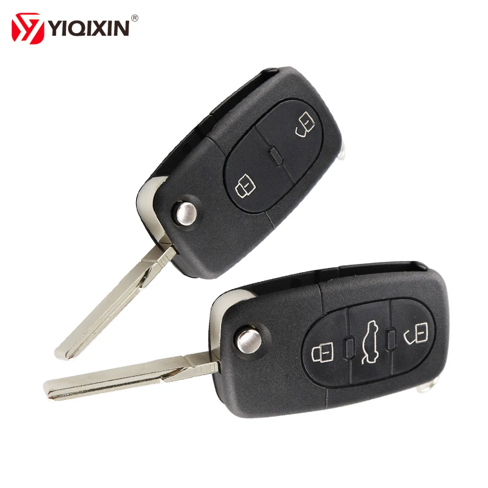 YIQIXIN 2 3 Button Flip Folding Remote Car Key Shell For Audi A2 A3 A4 A6 A8 TT Quattro CR1616 CR2032 Blank Cover Case Blade HAA