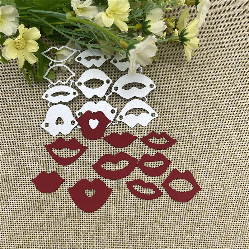 10pcs Sexy lips Metal cutting dies  mold Round hole label tag Scrapbook paper craft knife mould blade punch stencils dies