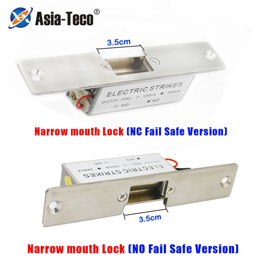 

Замок для контроля доступа, Электрический ударный замок без NC, узкий, широкий тип, Электрический дверной замок, деревянная металлическая дверь, 12 В постоянного тока, отказоустойчивый, безопасный
