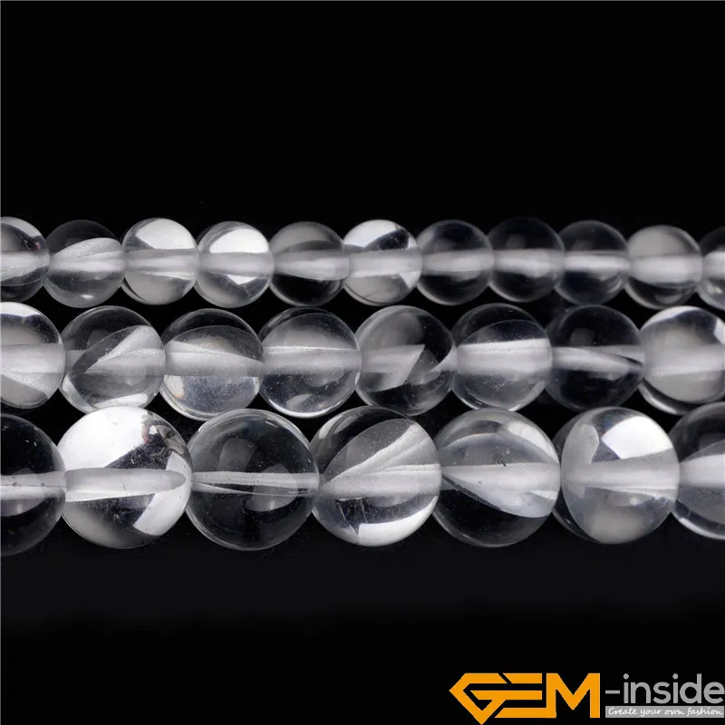 6 8 10mm White Clear Quartzs Crystal Energy Stone Round Spacer Loose Beads For Jewelry Making DIY Bracelet Necklace 15\