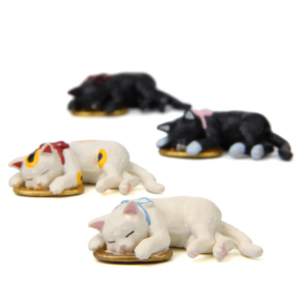 Kawaii Sleeping Lucky Cat Coin Money Kitten Figure Q version cute Fairy Garden Moss Miniatures Toys Home Decoration Accessories