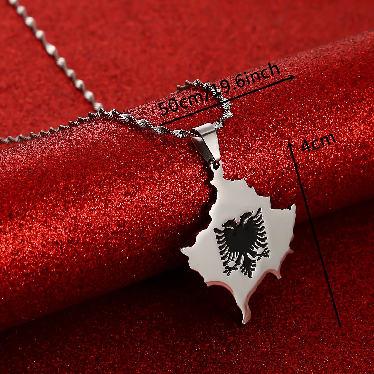 Kosovo Albania Eagle Map Pendant Necklaces for Men Women Gold Color Silver Color Jewelry Gift