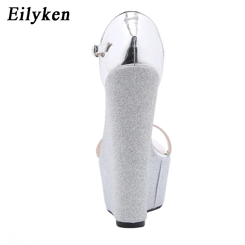 Eilyken 2024 nuova estate argento donna tacchi alti zeppe sandali piattaforma fibbia Open Toe scarpe da donna taglia 35-42