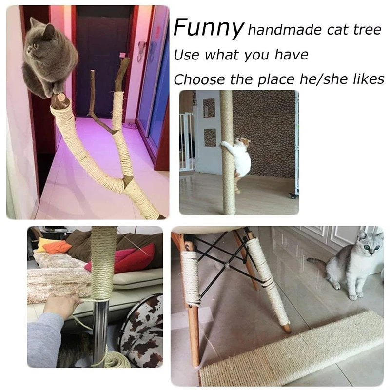 Cat Tree Natural Sisal Rope DIY Craft Handmade Decoration Pet Scratching Scraper Toy DIY Cat Scratcher Scratching Post Cord