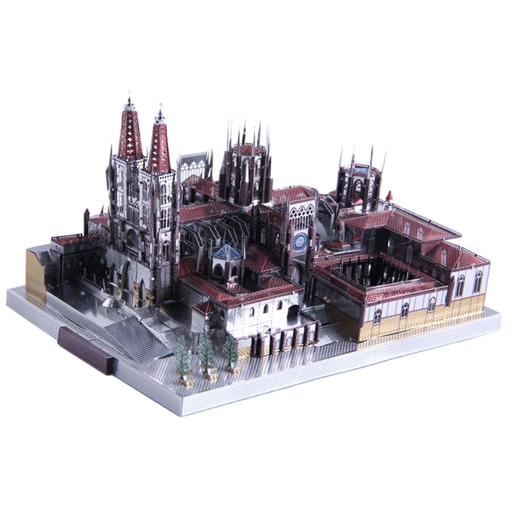 3D Metal Puzzle Famous Architect 229pcs Assemble Model Building Kit DIY Jigsaw - Spain Burgos Cathedral, Birthday Gift