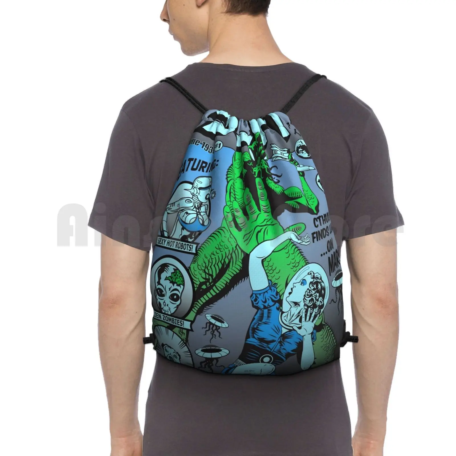 

Cthulhu On The Cover Of Scifi Backpack Drawstring Bag Riding Climbing Gym Bag Cthulhu H P Horror Terror Weird Graphic Cool