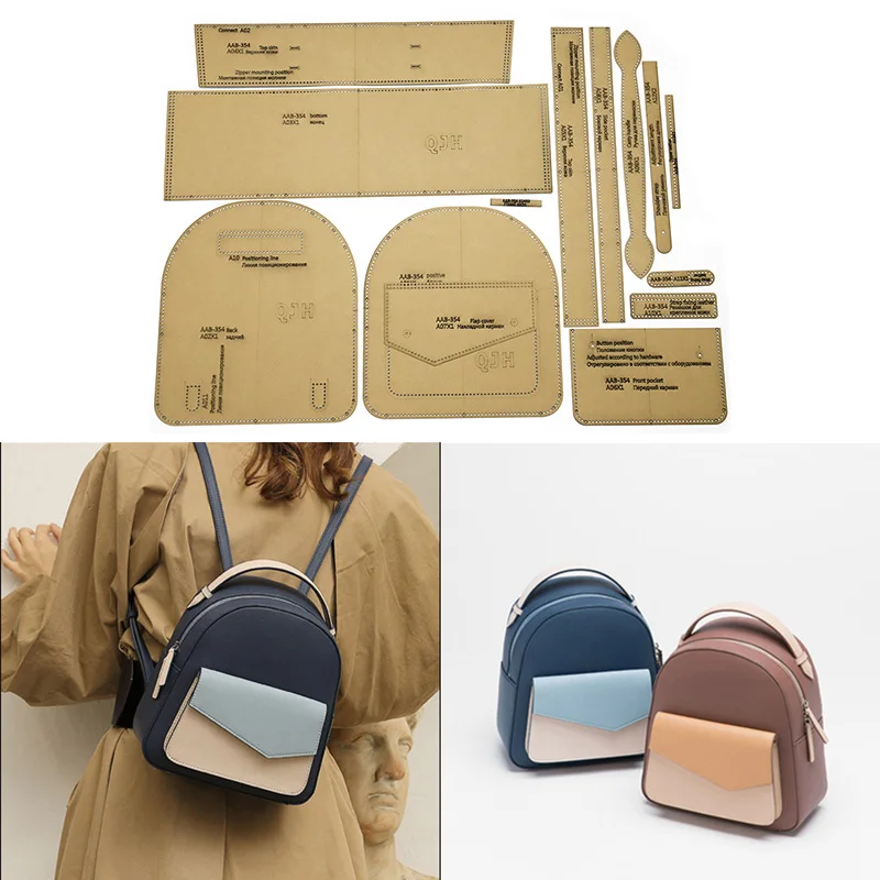 Handmade Leather Ladies Shoulder Bag Casual Backpack Sewing Pattern Hard Kraft Paper Mold Template 21cm*24cm*10cm
