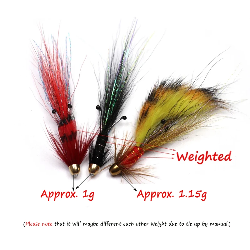 Bimoo 4PCS Conehead Fire Tiger / Black/ Red  Francis Snaelda Salmon Tube Flies & Trebles