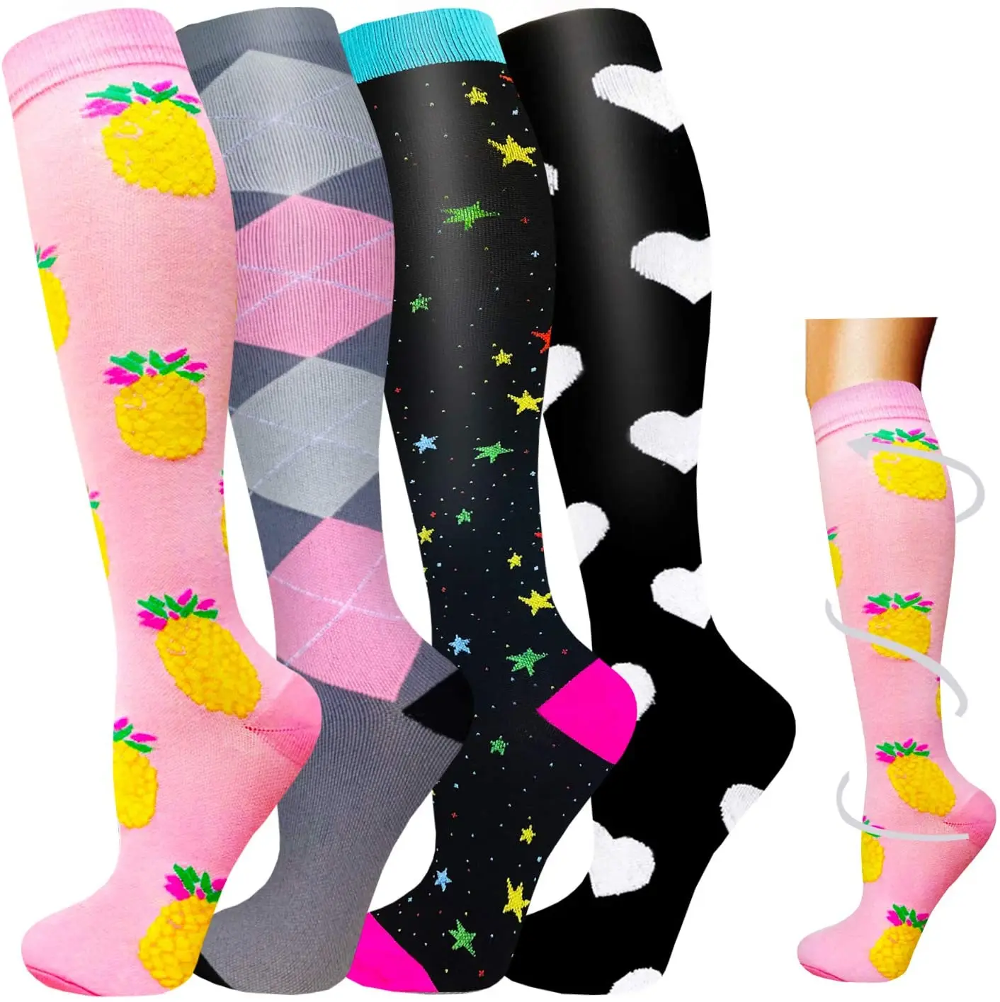 

Compression Stocking Cute Animal Running Sport Socks Funny Varicose Veins Blood Circulation Pressure Edema Compression Socks