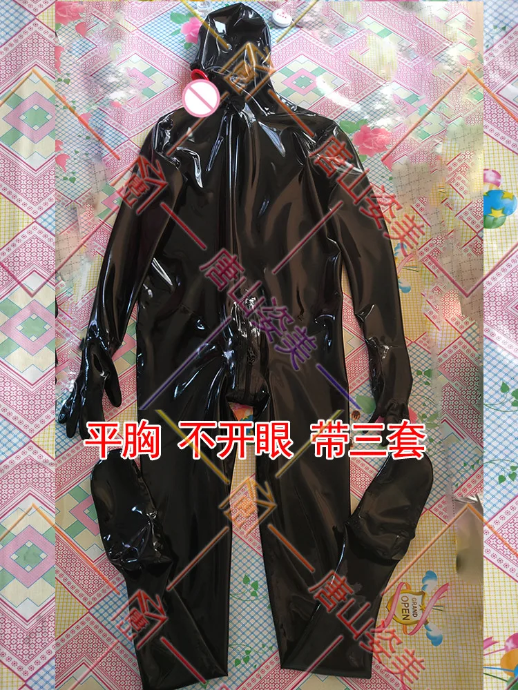

MEN LATEX CATSUIT FULL COVER ZIP HIDDEN TWO CONDOMS CUSTOMIZED