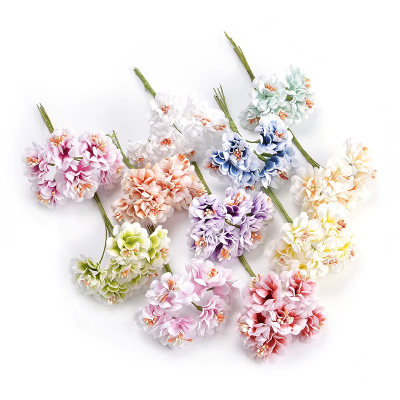 6pcs/bunch 3.5cm mini daisy flower bouquet artificial flower wedding decoration diy craft home decoration accessories