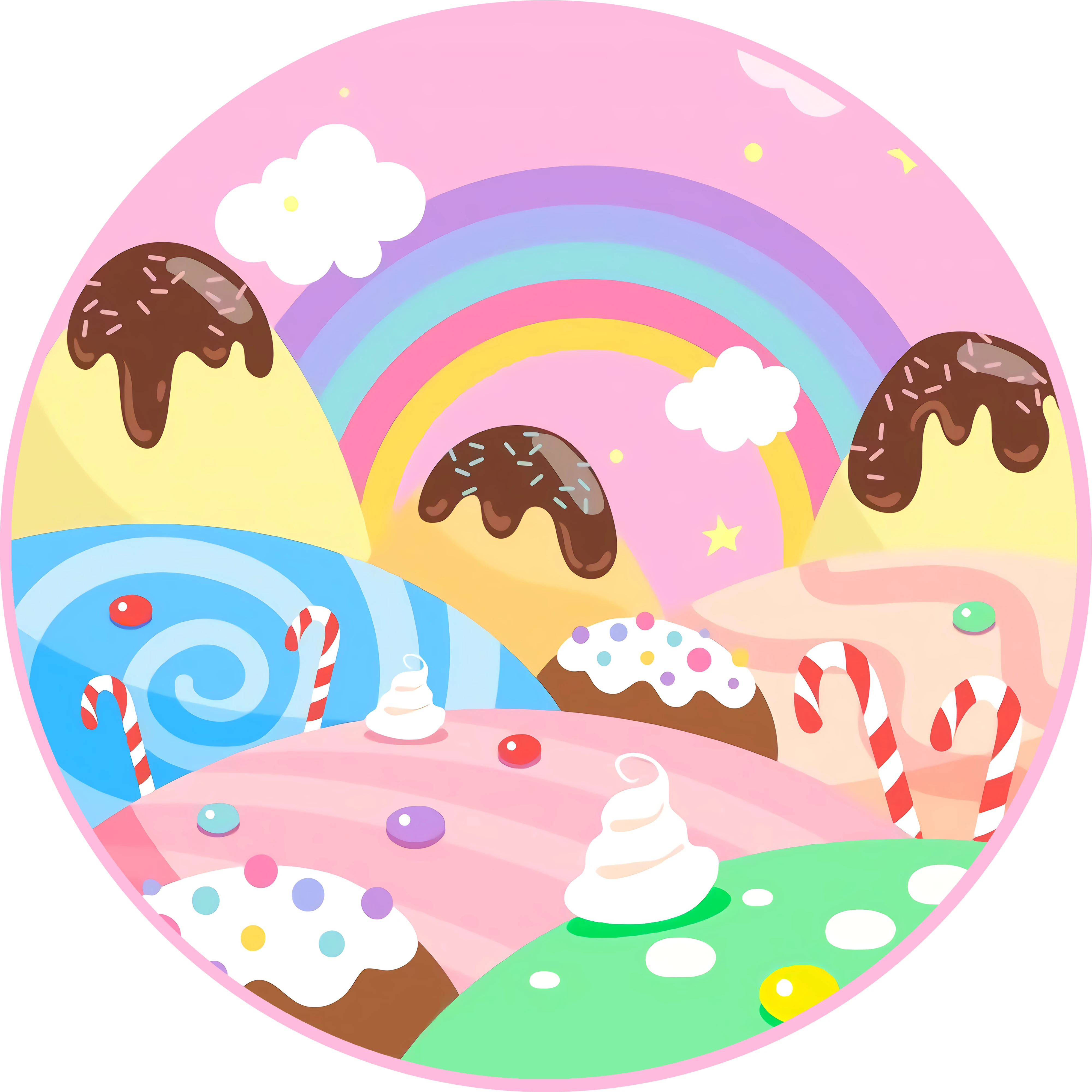 

Candy Theme Birthday Round Background Rainbow Candyland Baby Child Birthday Party Circle Backdrops Decoration Banner Photocall