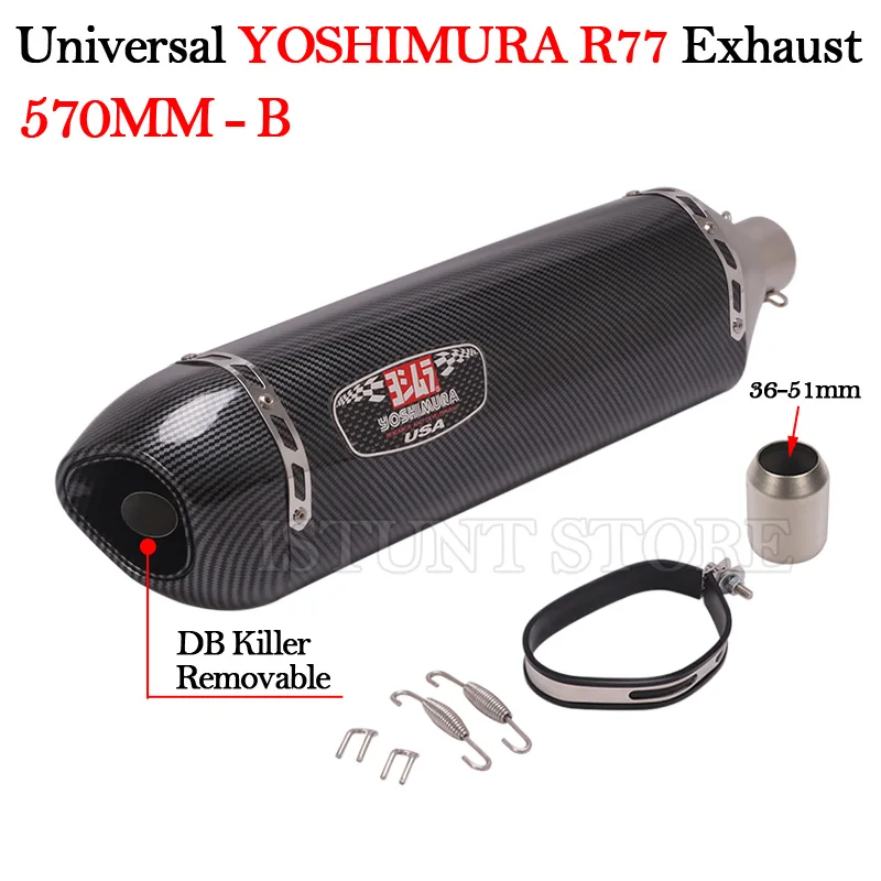 470MM 570MM Universal Motorcycle YOSHIMURA R77 Exhaust Pipe Modified DB Killer Muffler For Honda PCX 125 150 C650GT TMX530 CB500