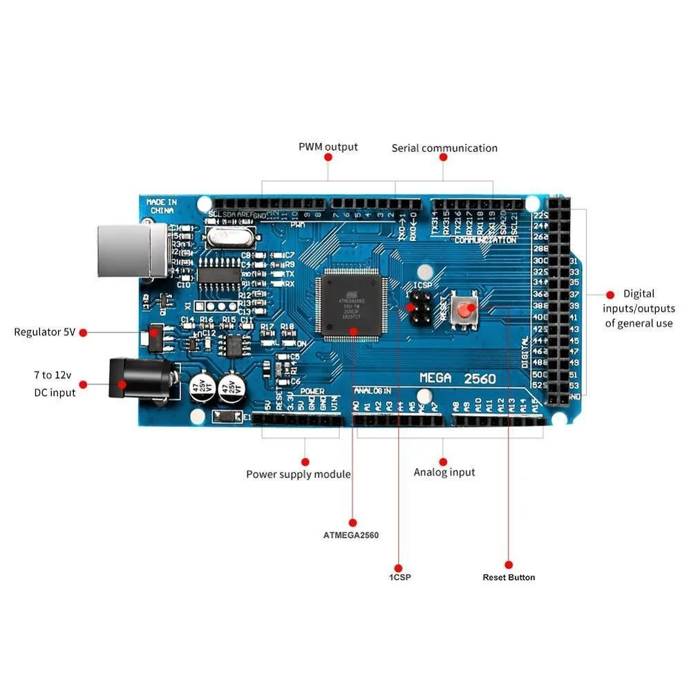 MEGA 2560 R3 Board ATmega2560 ATMEGA16U2 with USB Cable for Arduino