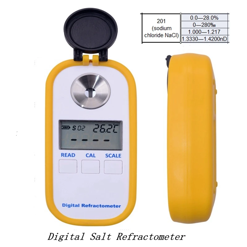 

0-28% Electronic Salinity Refractometer Digital LCD Salt Sodium Chloride NaCl Concent Meter Food Aquarium Water Quality Tester