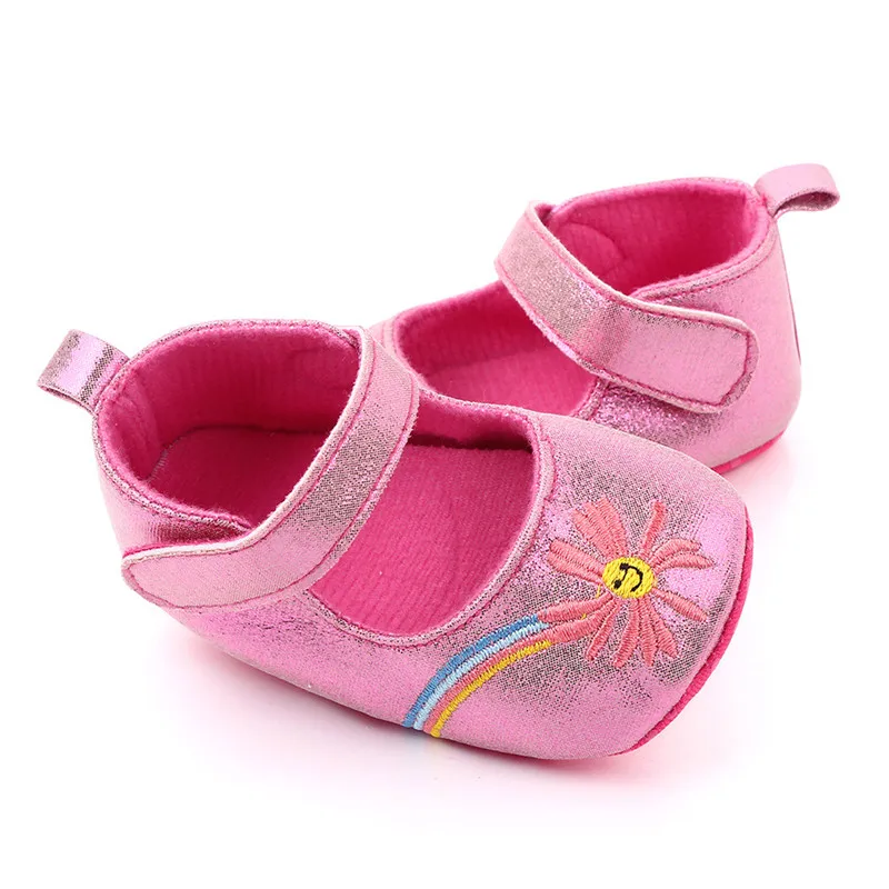 2021 New Baby Shoes Lovely Flower Infant PU First Walkers Soft Crib Shoes Antislip Newborn Girls Princess Shoes