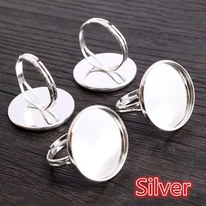 10 pçs/lote ajustável anel em branco base ajuste diâmetro 10 12 14 16 18 20 mm cabochons de vidro cameo configurações bandeja diy jóias fazendo anel 10 principais vendas porta alianças de vidro - №6