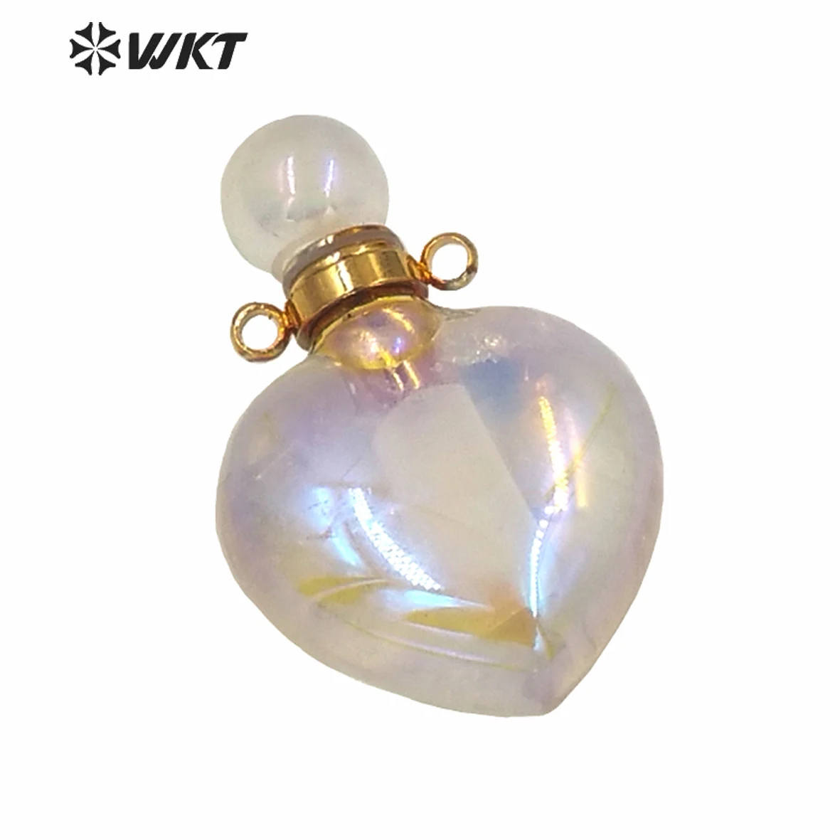 

WT-P1595 Amazing WKT Exclusive Color Natural Quartz Heart Shape Stone Pendant Fashion Essencial Oil Bottle Accessories