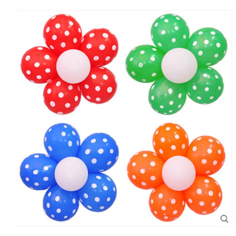 12 inch flower shaped polka dot latex balloons, baby shower, wedding, birthday party decoration, children's toys