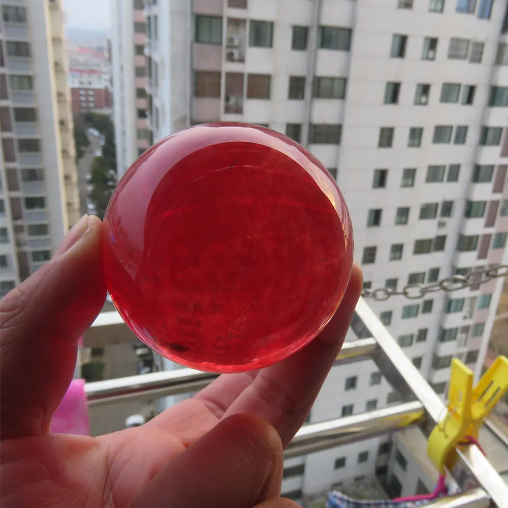 236g  58mm  100%  Red Smelt Quartz Crystal Ball Sphere Fengshui Stone Ball