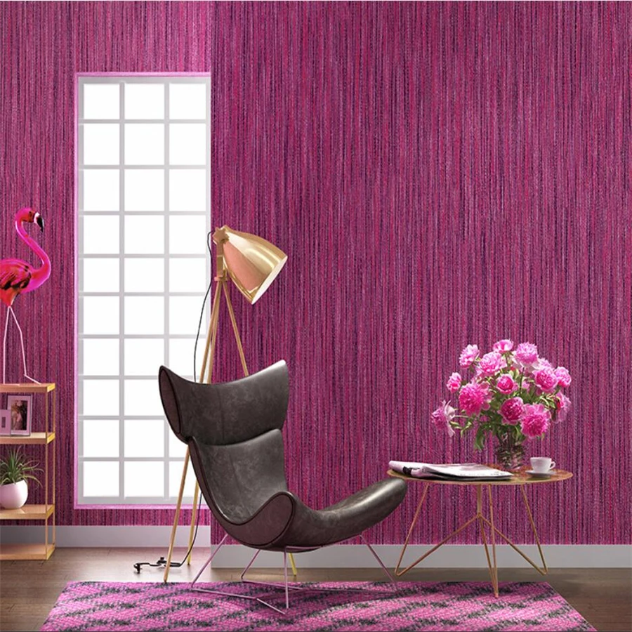 Modern minimalist pure pigmented Japanese linen wallpaper beauty salon purple pink wallpaper living room bedroom princess powder