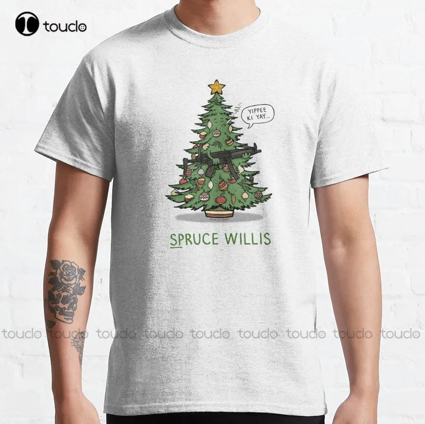 Fichte Willis Weihnachten Die Hard Weihnachten Weihnachten Klassische T-Shirt Mens Shirts Individuell Aldult Teen Unisex Digitale Druck T Shirt