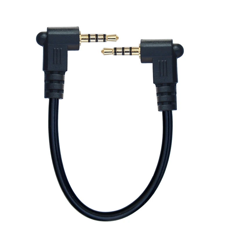 Krótki kabel 12cm 23cm 2.5mm z męskiego na męskie 4-biegunowy prostopadły glinowany kabel Adapter słuchawek wtyczka Jack