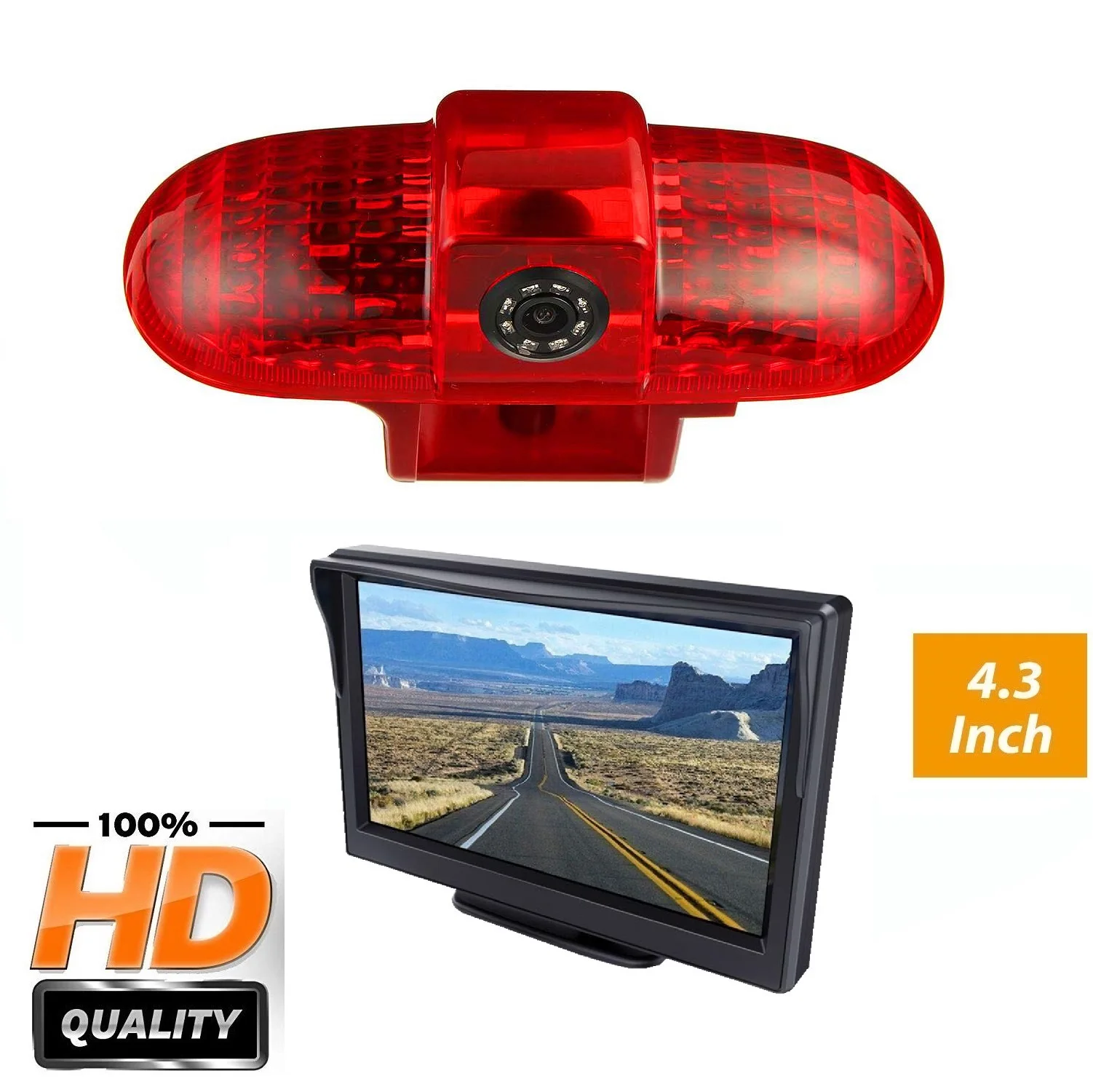 HD 720P 3rd Brake Light Camera+4.3'' Monitor for Renault Trafic 2001-2014,Opel Combo C 2001-2011,Vauxhall Vivaro A 2001-2014