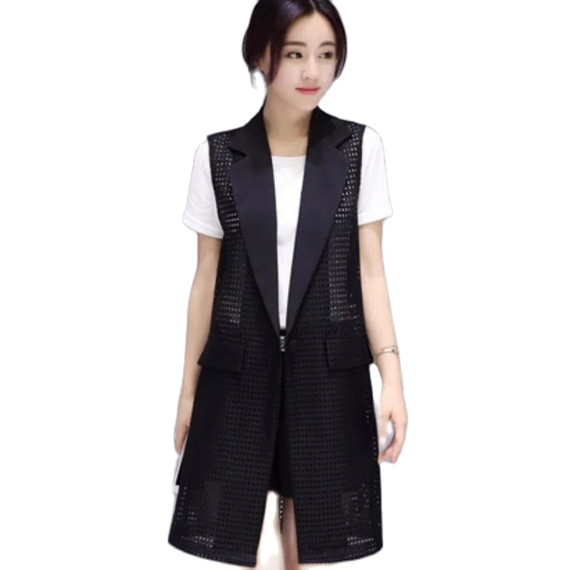 Shipped within hours Brief OL Solid Hidden Breasted Long Women Suits Blazer feminino jacket Ladies vest Business Blaser mujer