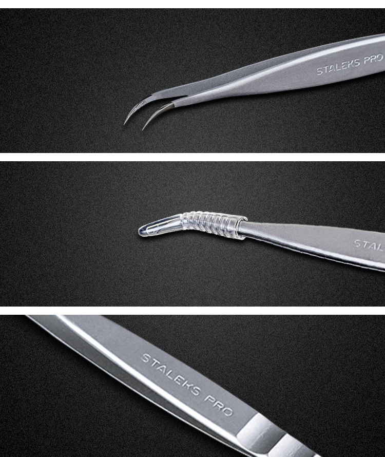 1pc STALEKS Pro High-precision Stainless Steel TE Series Straight Curved Tweezers Grafting Eyelashes Extension Makeup Tool