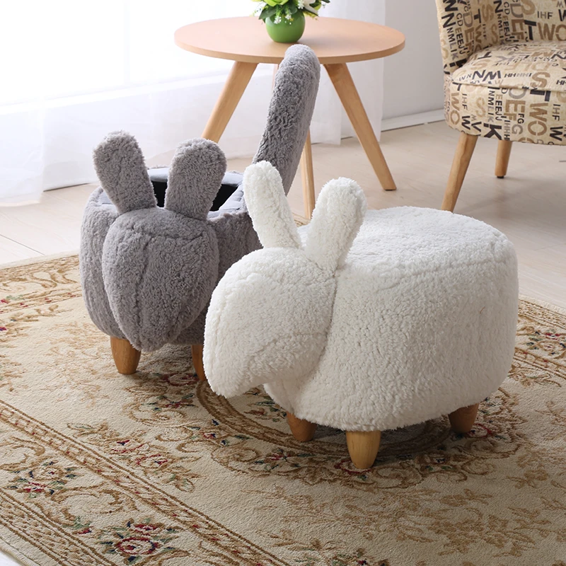 Creative Rabbit Shoe Bench, American Solid Wood Footrest Shoes Stool, Modern Minimalist Stool