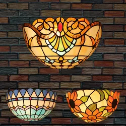 Tiffany European-Style Retro Mediterranean Bedroom Bedside Creative Living Room Balcony Staircase Aisle Wall Lamp E27