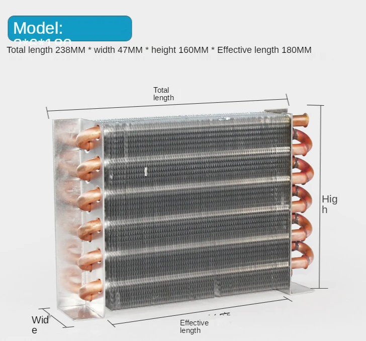 Refrigerator copper tube aluminum fin condenser freezer made of small non-shell radiator heat sink water cooling