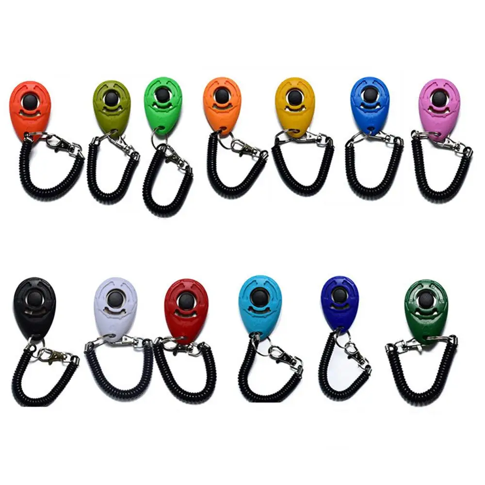 Huisdier Producten Huisdier Kat Hond Training Clicker Plastic Nieuwe Honden Klik Trainer Hulp Verstelbare Polsband Geluid Sleutelhanger Hond repeller