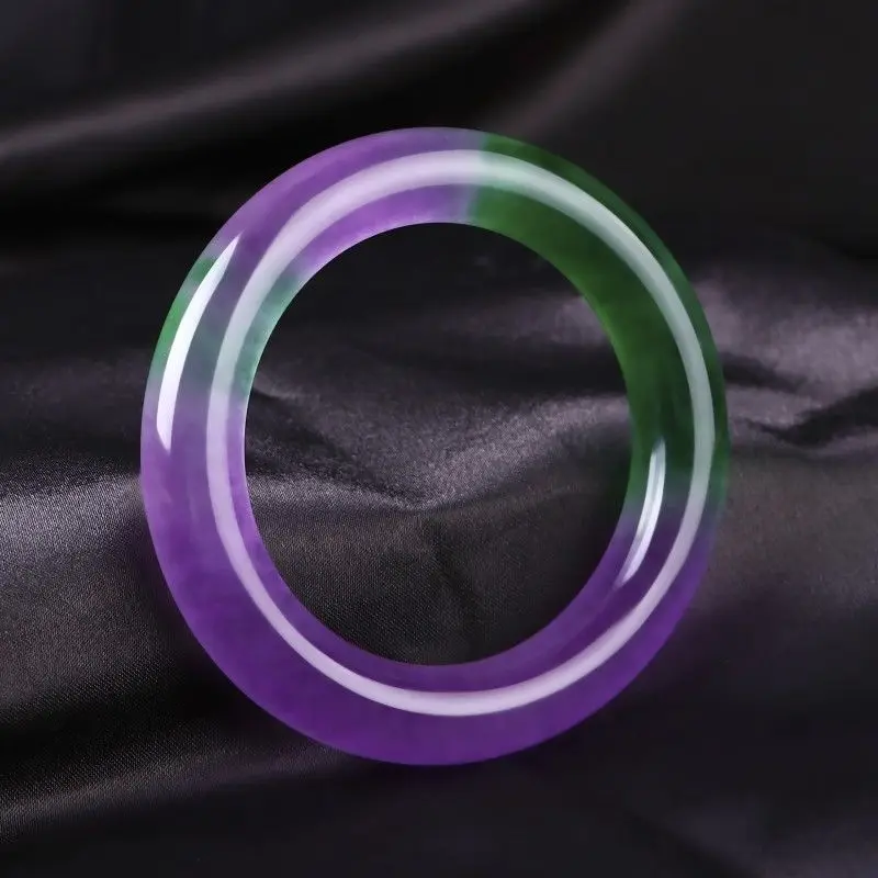 

Class A Natural Jadeit High Ice Purple Floating Green Bracelet Jade Bangles Elegant Fashion Jewelry Accessories Send Certificat