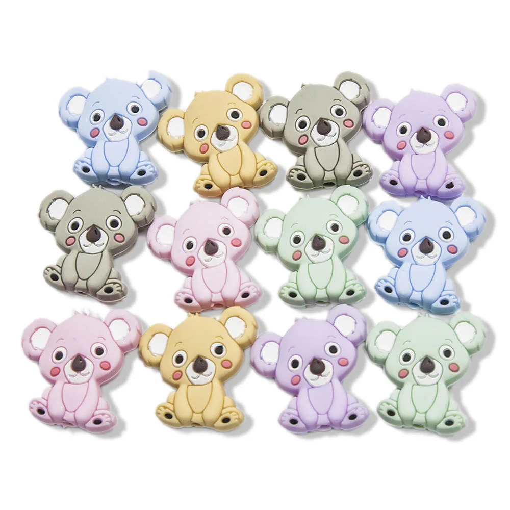 10pcs/lot koala BPA Free Food Grade Silicone Beads Chew Teether Accessories DIY Teething Necklace Handmade Gifts baby